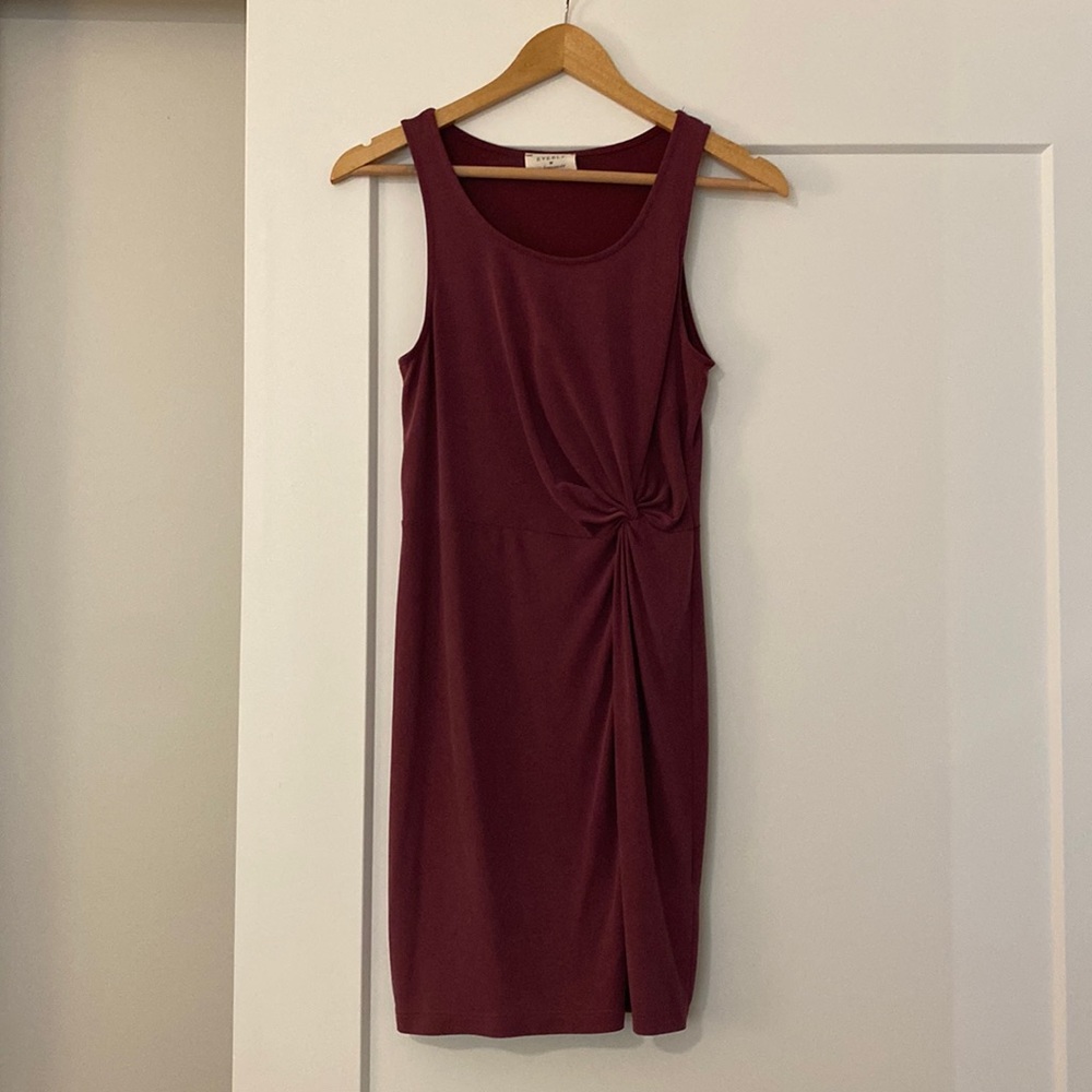 Francesca’s plum-colored dress